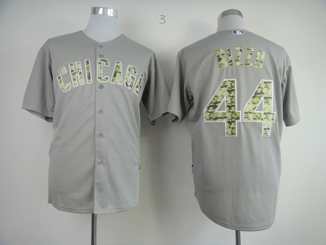 Men Chicago Cubs #44 Rizzo Grey Camo MLB Jerseys